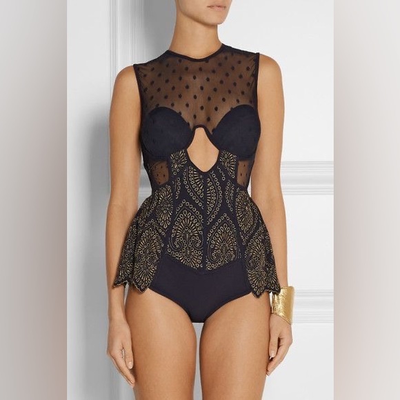 self Other - NWOT Embroidered One Piece Swimsuit